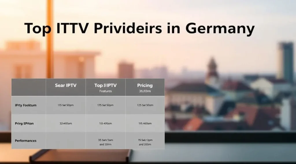 Map of Germany with IPTV-related icons and streaming symbols indicating IPTV availability across the country.