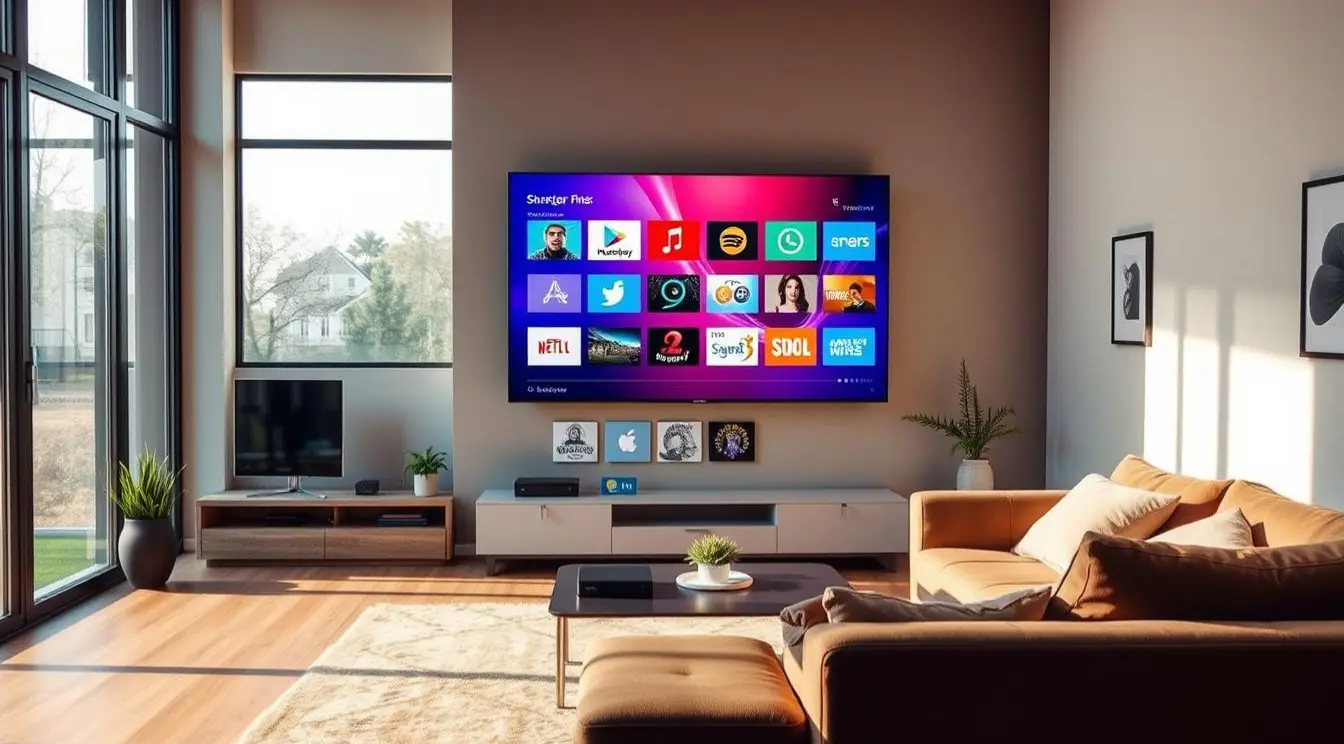 Various IPTV service apps displayed on a digital device screen