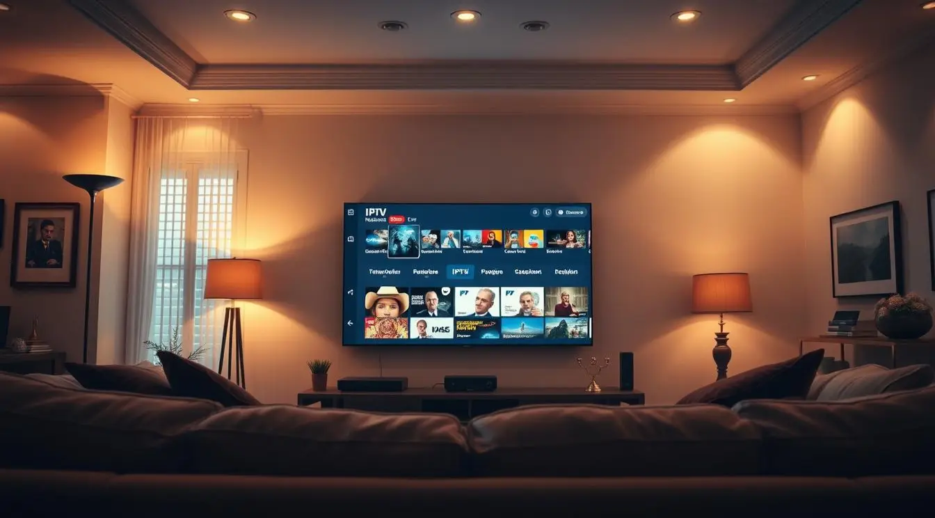 Startseite eines russischen IPTV-Dienstes mit Live-TV-Kanälen in Deutschland